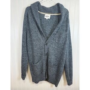 Barkers Mens Shawl Collar Cardigan Sweater Heathered Blue Size XL Wool